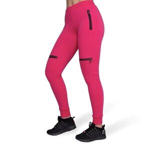 Vibrant Pink Women's Joggers with Zipper Accents